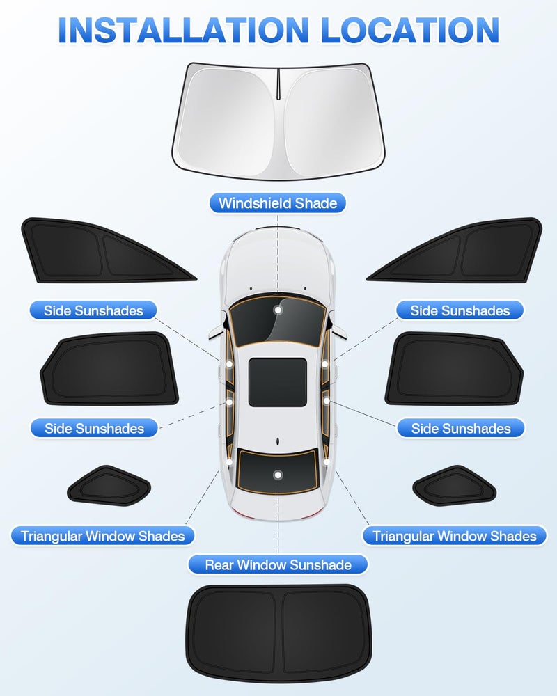 Canvcle Sunshades for 2023-2025 2026 Lexus RX Accessories Windshield Sun Shade Side Rear Window Shade Cover Sun Visor Shield Privacy Protection for Camping Keep Vehicle Cool Black 8PCS - Image 5